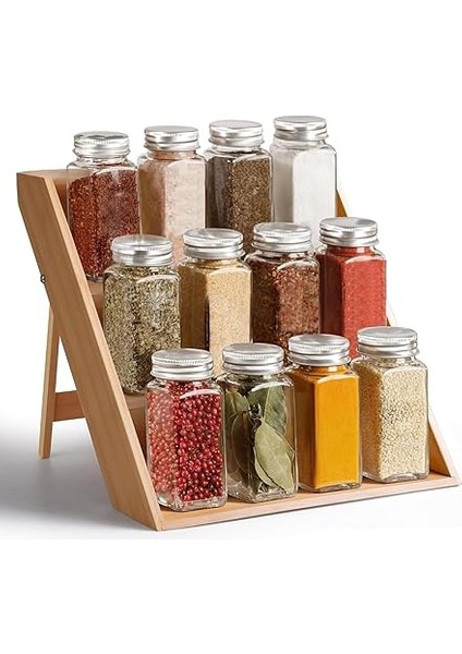 Bambu 3 Katlı Katlanabilir Baharat Standı | Çekmece Içi Kullanıma Uygun Baharatlar Için Organizer (Kavonozlar ve Aksesuarlar Dahil Değildir) modelleri