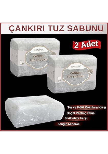 Bitkisel Çankırı Tuz Sabunu 300-350 gr x 2 Adet Zengin Mineralli Doğal Saf Çankırı Kaya Tuzu Sabunu fiyatları