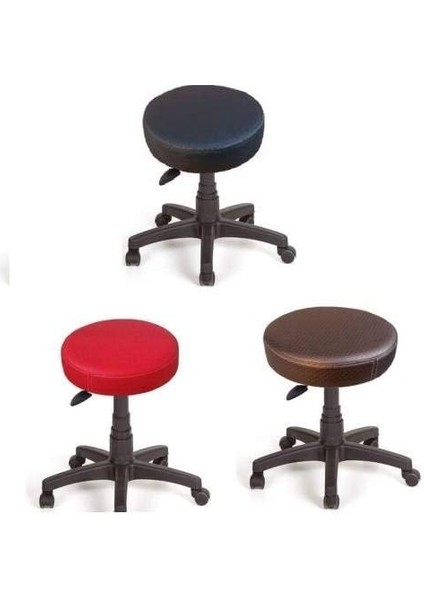 Silinebilir Deri Döşeme Konforlu Ofis Büro Bilgiyayar Taburesi Tekerlekli Tabure Eczane Hastahane (Siyah) indirimleri