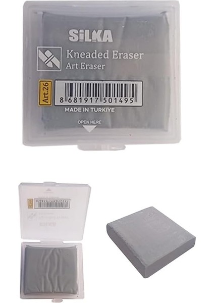 Silgi Gri Kutulu 1 Paket Hamur Silgi Çizim Silgisi Yoğrulabilir Silgi Plastik Kutulu