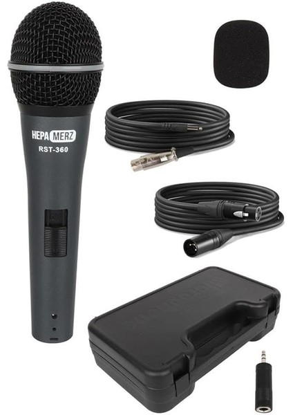 Merz RST-360 Profesyonel Dinamik Cardioid Kablolu El Mikrofonu Kaliteli (Çanta ve Full Set)