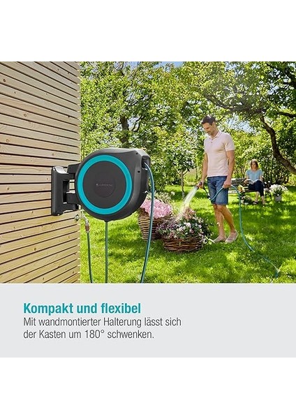 Duvar Hortum Kutusu Rollup Xl (Turkuaz) 35 M: Büyük Bahçeler Için Esnek Sulama, Döner Hortum Kutusu, Dahil. 35 M Gardena Kalite Hortum ve Montaj Yardımcısı (18630-20) fiyatları