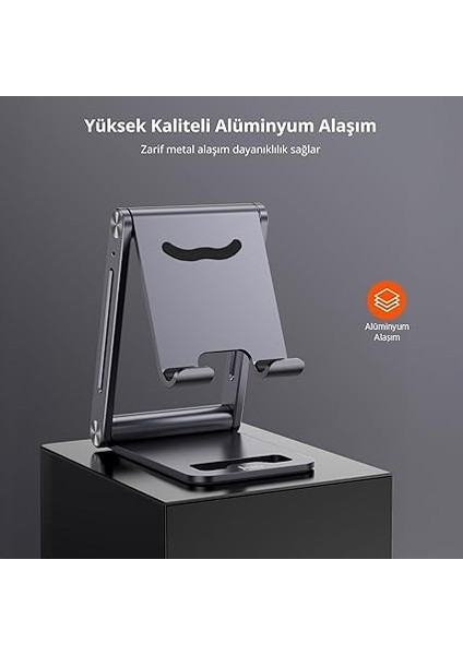 Alüminyum Katlanabilir Metal Masaüstü Telefon Tutucu Standı Uzay Grisi fiyatları
