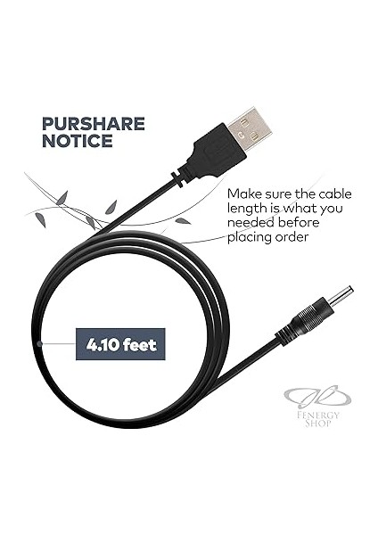 Shop Yedek 5V Güç USB Kablosu - Hızlı Şarj, 3.5X1.35MM Namlu Jaklı Tip A USB - Foreo Luna, Luna 2, Luna 3, Luxe Facial, Irıs Göz Masaj Cihazı, Mini Fan ve Hoparlörler ile Uyumlu modelleri