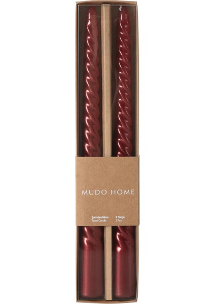 Concept 2li Burgulu Şamdan Mum Bordo 25CM