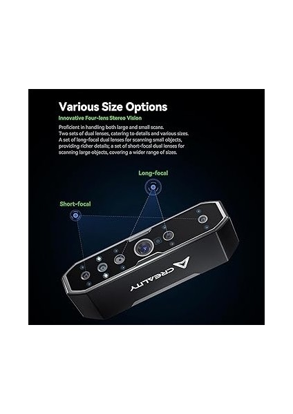 Cr-Scan Otter 3D Tarayıcı, 0.02MM Doğruluk 20FPS Tarama Hızı Tarama Boyutları 10* 10* 10MM Ila 2000* 2000* 2000MM 24-Bit Tam Renkli Titreşim Önleyici Tarama Siyah/metal Nesneler Püskürtme modelleri