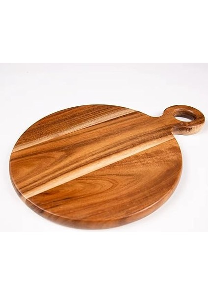 Home El Yapımı Doğal Akasya Ağacı Ahşap Kesme ve Doğrama Tahtası – Şık Tasarımlı, Dayanıklı, Et, Peynir, Ekmek, Sebze ve Meyve Kesim, Mutfak Için Ahşap Kesim Panosu (Yuvarlak Çemberli, Ø 24 Cm) fırsatları