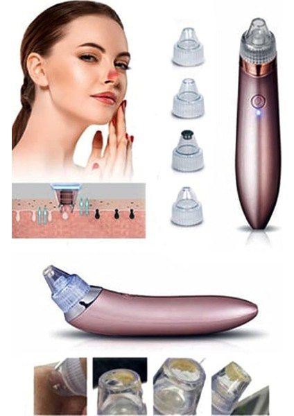 Vakumlu Akne Siyah Nokta Leke Çıkarıcı Cilt Temizleme 4 Başlıklı