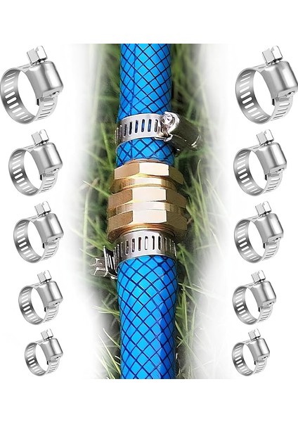 10 Parça Hortum Kelepçesi Seti | 5 Farklı Boy (8-27 Mm) | Paslanmaz/çelik Kelepçeler | Su, Hava, Yağ Hatları Için Ayarlanabilir Hortum Kelepçesi