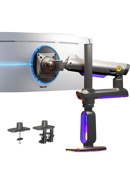 Bayou G80-GAMING, 2-20 kg Uyumlu, 32INCH-60INCH Aralığında Büyük Ekranlar Için Rgb Aydınlatmalı Oyuncu Monitör Standı