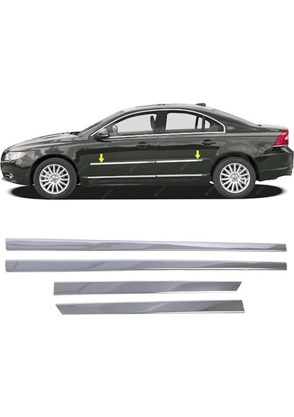 Volvo S80 2006-2016 Arası Için Krom Yan Kapı Koruma Çıtası 4 Kapı 4 Parça