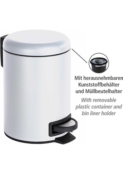 Leman Kozmetik Pedallı Kova Beyaz 3l Entegre Atık Torbası Tutuculu Beyaz fiyatları