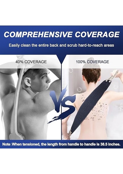 Duş Için Peeling Sırt Yıkayıcı, Duşta Kullanım Için Kulplu Çift Taraflı Arka Ovma Kesesi, 90 cm Vücut Eksfoliye Edici Banyo Aleti Vücudunuzu Derinden Temizlemek Için Erkek ve Kadın Cilt Bakımı fiyatları
