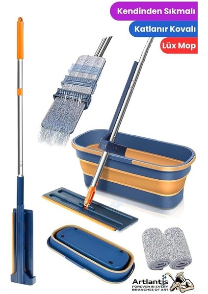 Kendinden Sıkmalı Mop ve Tekerlekli Katlanabilir Kova Seti 1 Adet Yedek Mop Hediyeli Lüks Mop Seti Silikon Kova Temizlik Seti Büro Ofis Ev fiyatları