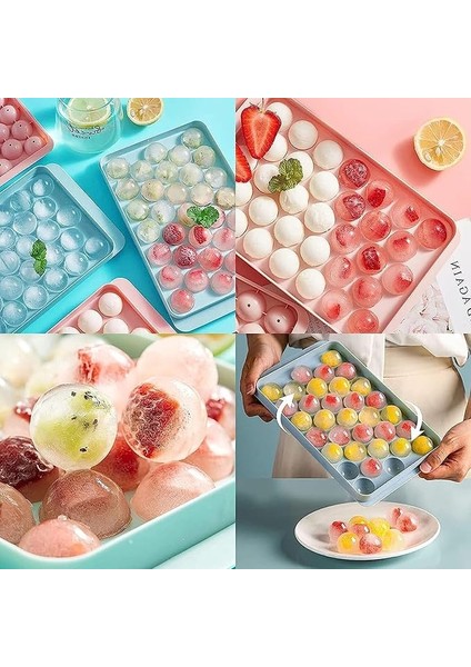 Home Pratik ve Şık 33'lü Küre Yuvarlak Buz Kalıbı - Küre Buzluk 33'lü | Buz Içecek Topu | Buz Lolipop Kalıbı [asorti]