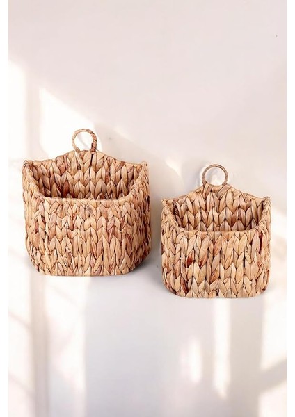 Dekoratif Hasır Dikdörtgen Duvar Sepet Saksılık 2'li Set - Hasır Duvar Için Sepet Saksı, Duvara Asılan Hasır Sepet Saksı Seti 2'li indirimleri