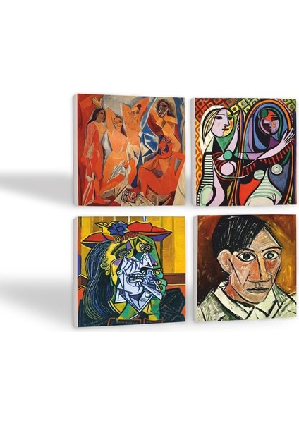 Stone Picasso Ağlayan Kadın, Avignonlu Kızlar, Ayna Karşısındaki Kız, Otoportre Taş Bardak Altlığı Seti - 4 Parça - Dekoratif, Rustik Mutfak Aksesuarı, 10X10 Cm, Kaydırmaz Tabanlı SC228 fiyatları