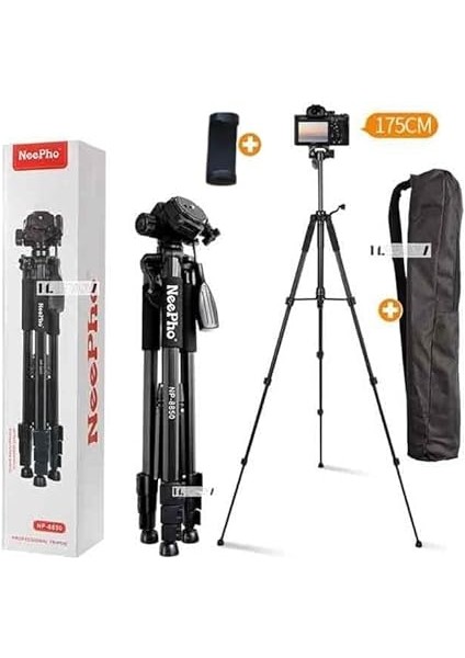 Kamera Tripodu Kalın Gövdeli Sağlam Aliminyum Profesyonel Telefon Tutucu Çantalı 175 cm Tripod Neepho F8850 Bluetooth Kumandalı 175CM fiyatları