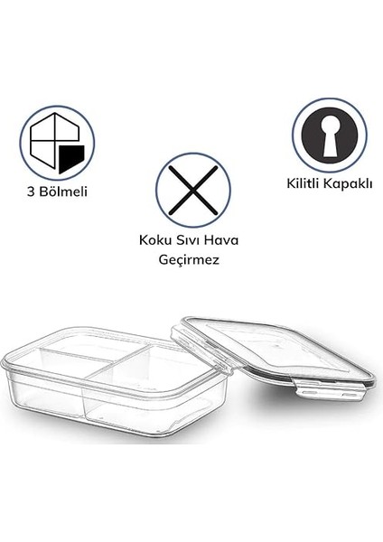 Bölmeli Kilitli Kapaklı 1 Litre Erzak Saklama Kabı LC-510 modelleri