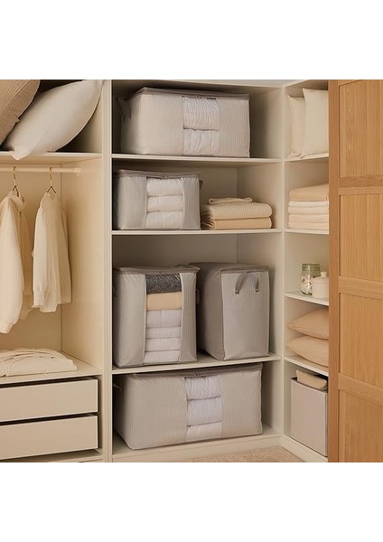 Home Textile Orta Boy Pvc Pencereli Gri Çizgili Stuff & Things Hurç 45 x 40 x 30 cm indirimleri