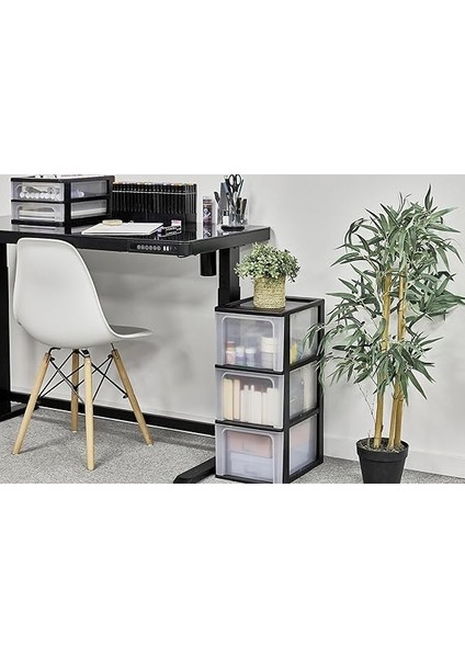 Ohyama, Plastik Çekmece Kutusu, 3 Derin Çekmeceli, Siyah, Easy-Pull Sistemi, A4, A5 ve A6 Formatında, Çalışma Masası Düzenleyici, Ofis, Okul, Kırtasiye Malzemeleri Için, Bpa Içermez, Çekmeceli fiyatları