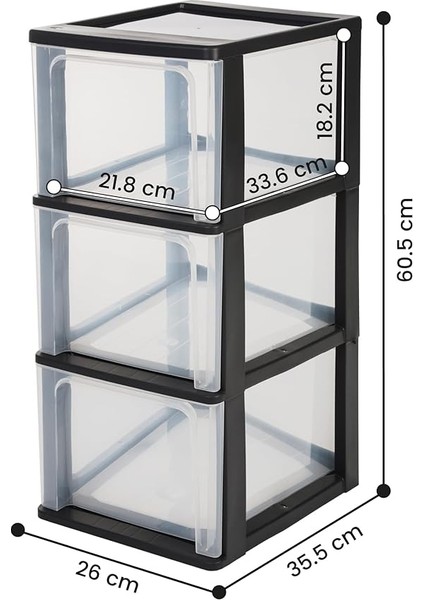 Ohyama, Plastik Çekmece Kutusu, 3 Derin Çekmeceli, Siyah, Easy-Pull Sistemi, A4, A5 ve A6 Formatında, Çalışma Masası Düzenleyici, Ofis, Okul, Kırtasiye Malzemeleri Için, Bpa Içermez, Çekmeceli modelleri