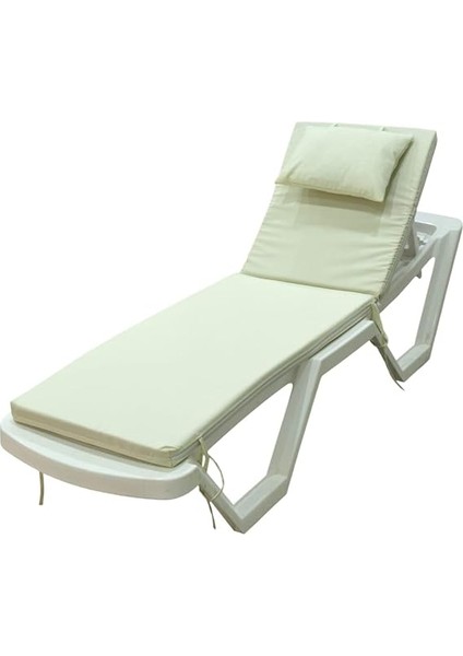 Şezlong Minderi Yastıklı 5cm Sünger Kırık Beyaz indirimleri