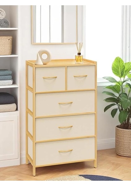 Bambu 5 Çekmeceli Dolap Organizer Çok Amaçlı Düzenleyici Şifonyer DB-0013