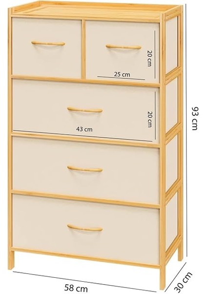 Bambu 5 Çekmeceli Dolap Organizer Çok Amaçlı Düzenleyici Şifonyer DB-0013 fiyatları