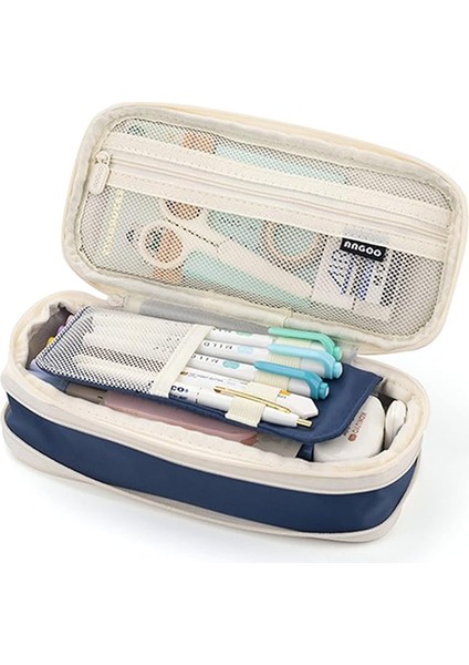 Büyük Kapasiteli Okul Kalem Kutusu Kırtasiye Fermuarlı Cebi Ofis Depolama Çok Katmanlı Depolama Cebi