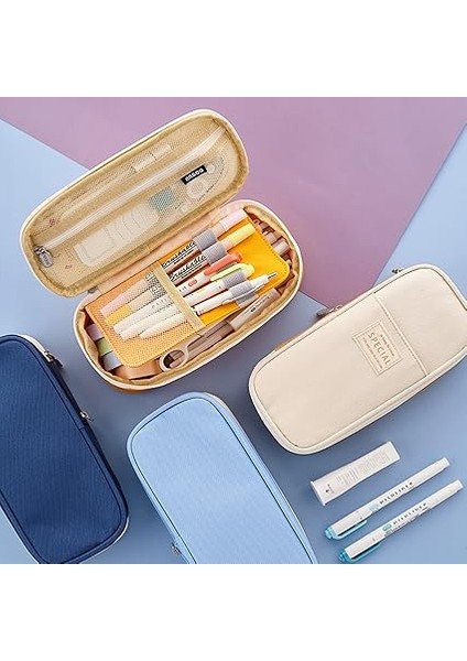 Büyük Kapasiteli Okul Kalem Kutusu Kırtasiye Fermuarlı Cebi Ofis Depolama Çok Katmanlı Depolama Cebi modelleri