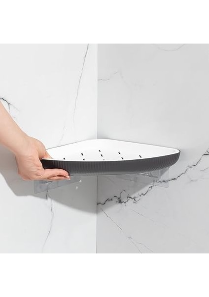 0447 Istiridye Banyo Köşe Rafı - Paslanmaz Yapışkanlı Duş Rafı Banyo Düzenleyici Organizer - Siyah fırsatları
