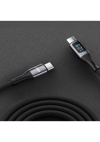 60W Dijital LED Ekranlı Örgülü USB Type-C To Type-C Hızlı Şarj ve Data Kablosu 2 Metre fırsatları