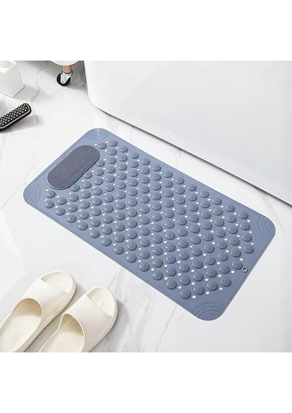 Duş Matı, Küvet Paspası, Güçlü Vantuzlu, Su Tahliyeli, Masaj, Fırçalı Kaymaz Tabanlı Banyo Paspası Duş Kaydırmazı Vantuzlu 36 x 69,5 cm (Gri)