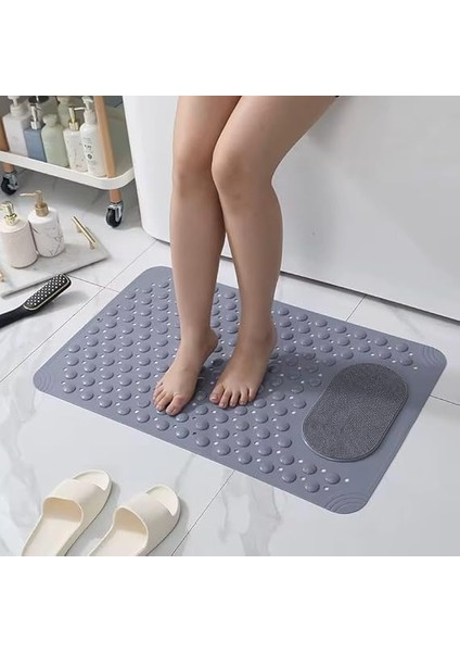 Duş Matı, Küvet Paspası, Güçlü Vantuzlu, Su Tahliyeli, Masaj, Fırçalı Kaymaz Tabanlı Banyo Paspası Duş Kaydırmazı Vantuzlu 36 x 69,5 cm (Gri) fiyatları