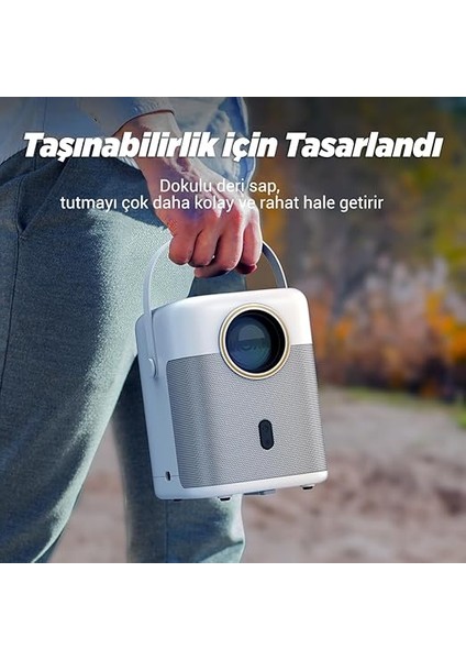 H300A Android Tv 4K Destekli Projeksiyon Cihazı +Auto Focus+Auto Keystone 6g Wi-Fi+5.2 Bluetooth 240 Inç Yansıtma+Hifi Dolby Ses Sistemi Beyaz modelleri