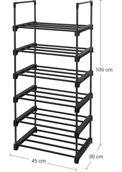6 Katlı Ayakkabı Rafı, Metal Ayakkabı Rafı, 12-15 Çift Ayakkabı Için Ayakkabı Düzenleyici, Istiflenebilir, Koridor, Oturma Odası, Yatak Odası Için, 30 x 45 x 106 Cm, Siyah LSA23BK modelleri