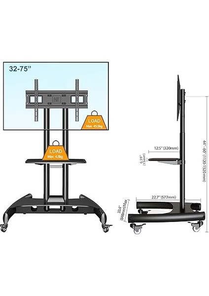 Bayou Nb AVA1500-60-1P LCD LED OLED Plazma Düz Panel Ekranlar Için 32-75 Inch Tuv Sertifikalı Tekerlekli Profosyonel Tv Sehpası modelleri