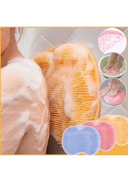 Çok Kullanışlı Vantuzlu Banyo Fırçası ve Masaj Pedi, Banyo Sırt ve Ayak Masaj Pedi (Pembe) fiyatları