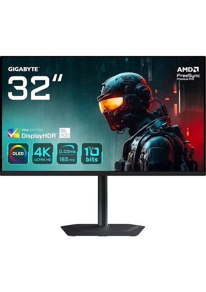 MO32U 32" OLED Gaming Monitor, 4K UHD (3840x2160),165Hz, 0.03MS Gtg, Mat Ekran, HDMI 2.1, Displayhdr True Black 400, Kvm & Usb-C, Dahili Hoparlör