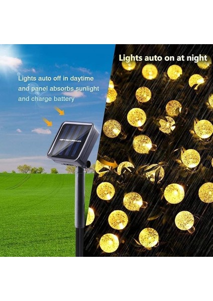 Home LED Solar Işık Zinciri, Dış Mekan, 7 M, 50 Led, Kristal Küre Solar Işık Zinciri, Işık Sensörlü Sıcak Beyaz, 8 Mod, IP65 Su Geçirmez Dekorasyon, Bahçe, Teras, Düğünler, Partiler, indirimleri