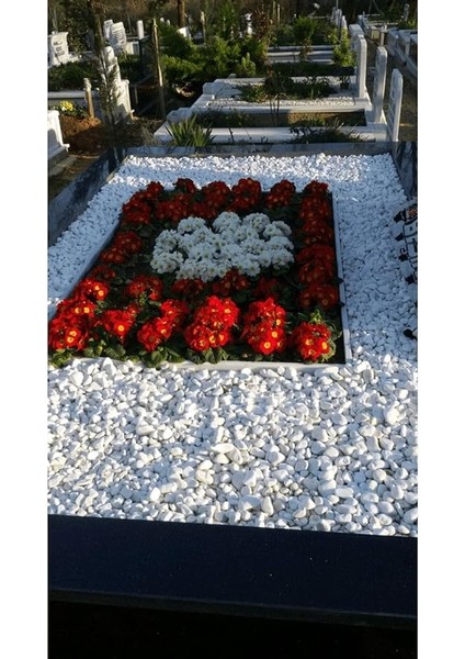 Mezar Taşı 50 kg 2-4 cm Beyaz Dolomit Taş Dere Çakıl Taşı Bahçe Süs Taşı Mezar Süsleme Taşı