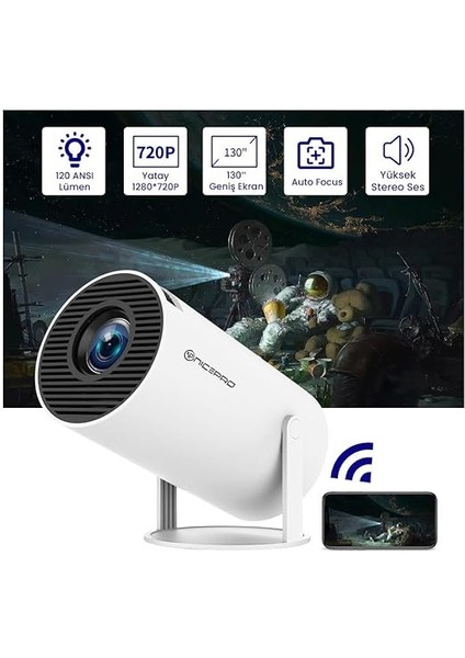 Fullhd ANDROID11 Bt5.0 Wifi5 120ANSI Lümen Ios/android Taşınabilir Akıllı LED Projeksiyon HY300 Plus modelleri
