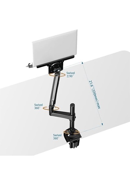 Bayou Nb 10-17 Inç Dizüstü Bilgisayar Için Ayarlanabilir Tepsili Dizüstü Bilgisayar Montajı, 17-30 Inç Monitör Için Vesa Plakalı Tam Hareket Kolu (4.4~20 Lb Içinde), Kelepçeli Gromet Montajı indirimleri