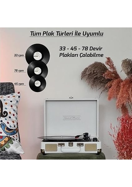 Master ST14012 Retro Pikap - Kum Beyazı - Bluetooth ve Şarj Özellikli - Tüm Plakları Çalabilme fırsatları