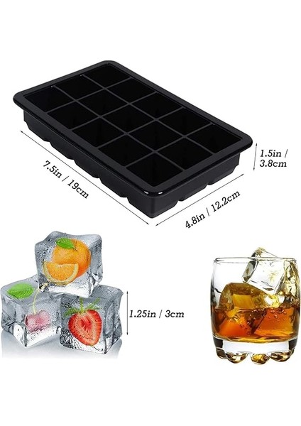 Kare Buz Kalıbı, 15 Bölmeli Elastik Yapısı Çok Amaçlı Buz Küpü Kalıbı, Kolay Serbest Bırakma Özelliği, Kahve ve Ev Yapımı Içecekler Için Ideal Dondurucu Kalıpları (1) indirimleri