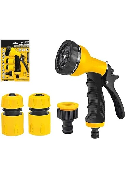 9 Fonksiyonlu Nozul Başlıklı Sulama Tabancası 4 Parça Set, Bahçe Sulama, Araç Yıkama, Dış Mekan Temizliği, Dayanıklı ve Ergonomik, Tak-Çıkar Hızlı Bağlantı Ayarlı Hortum Tabancası modelleri