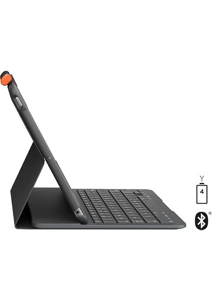 Slim Folio Klavyeli iPad Kılıfı, Ios Kısayol Tuşları, iPad 10.2 Inç 7. 8. ve 9. Nesil ile Uyumlu, Gri modelleri