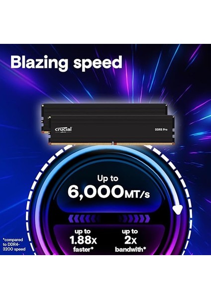 Pro 48GB Kit (2X24GB) Ddr5 Ram, 6000MHZ (Veya 5600MHZ Veya 5200MHZ Veya 4800MHZ) Masaüstü Bellek Udımm 288-PIN - Intel Core, Amd Ryzen Cpu'lar CP2K24G60C48U5 ile Uyumlu fiyatları