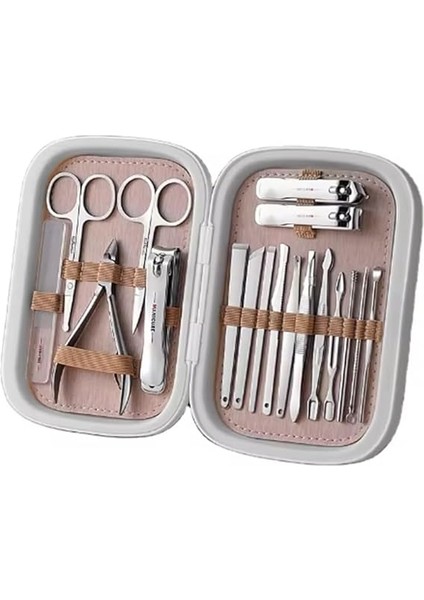 18 Parça Profesyonel Manikür Pedikür Seti Karbon Çelik Yeni Tasarım fırsatları